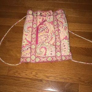 Vera Bradley pink patterned string backpack